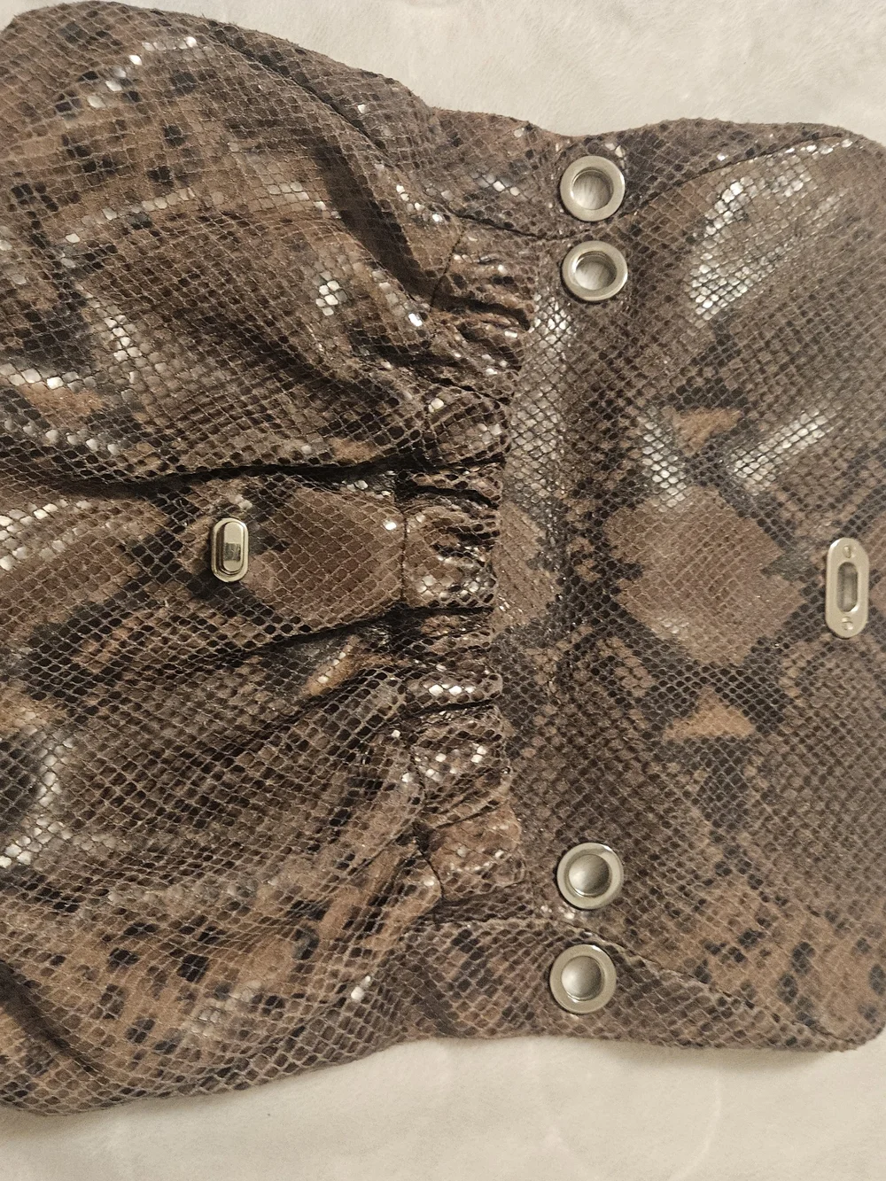Elie Tahari Emory Snakeskin Print Cow Suede Clutch Handbag
